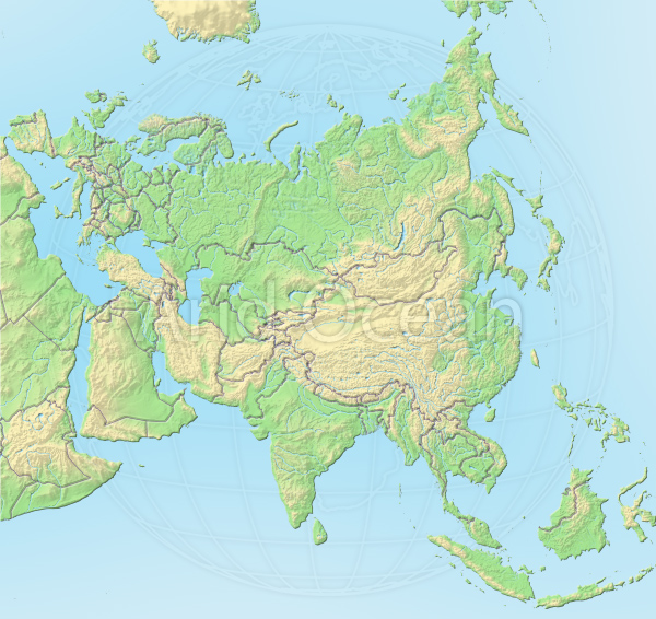 Global Imagery And Shaded Relief - Asia And Australia Map